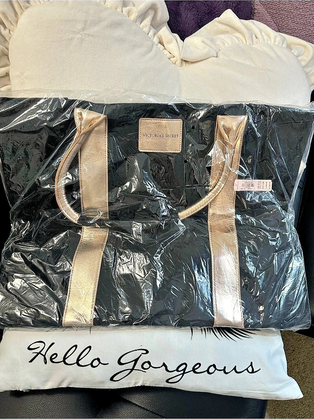 Victoria's Secret Tote Bag Black & Gold